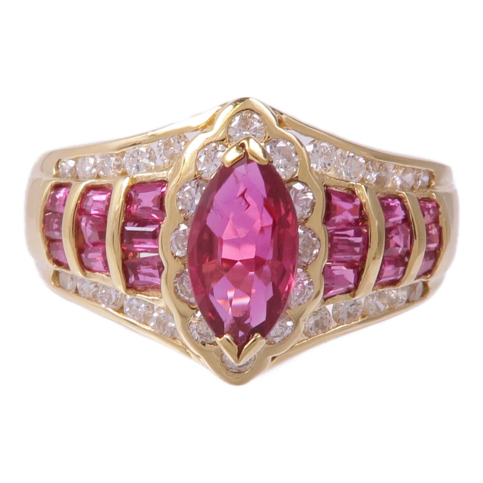JEWELRY 18K黃金Ruby Diamond Ring紅寶石/鑽石戒指US#6.5
