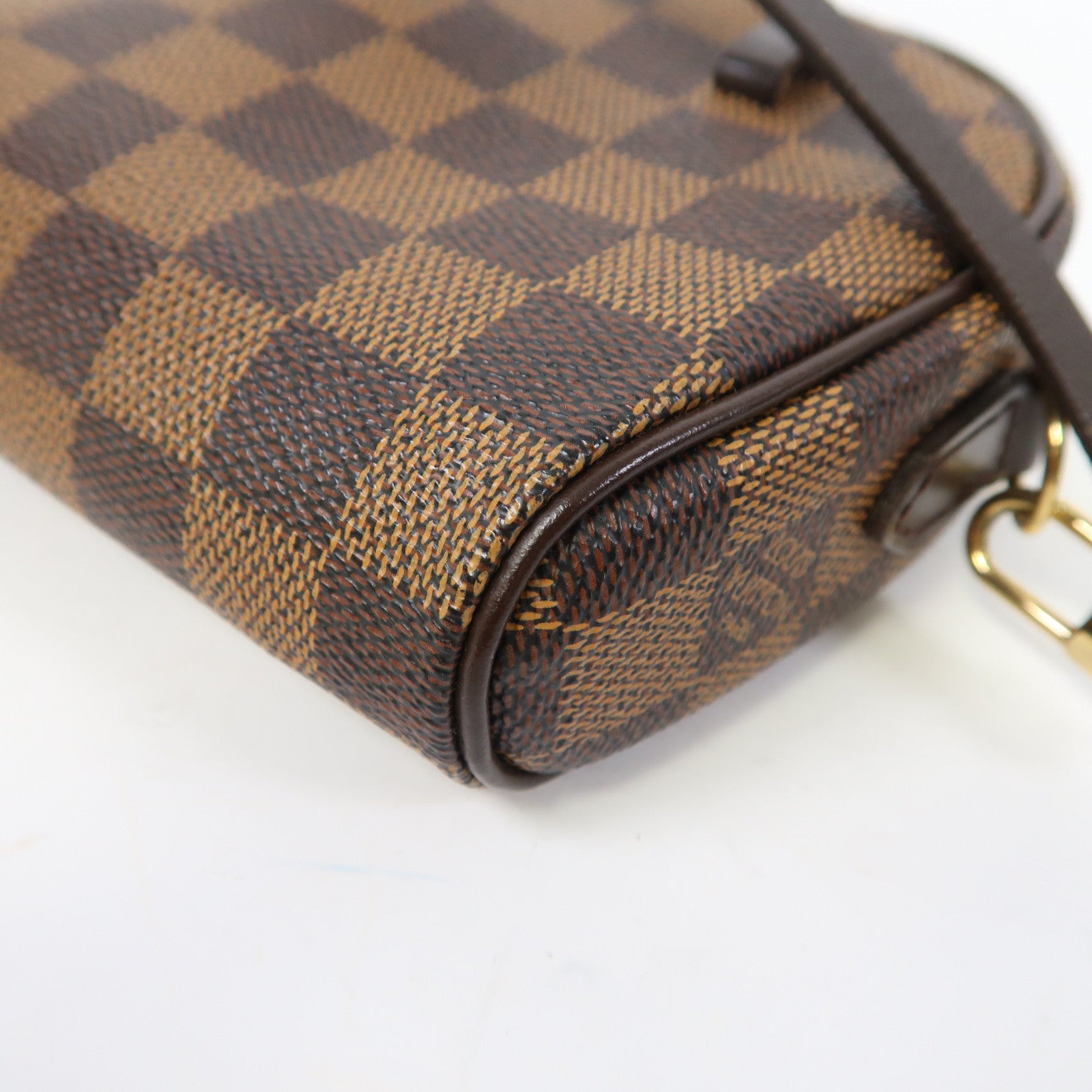 LOUIS VUITTON Damier Pochette Ipanema金扣手挽袋啡色