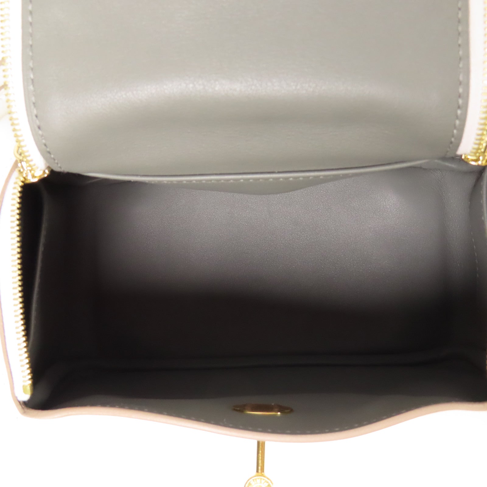HERMES Swift皮革Mini Lindy金扣手挽肩背兩用袋White/Gris Meyer