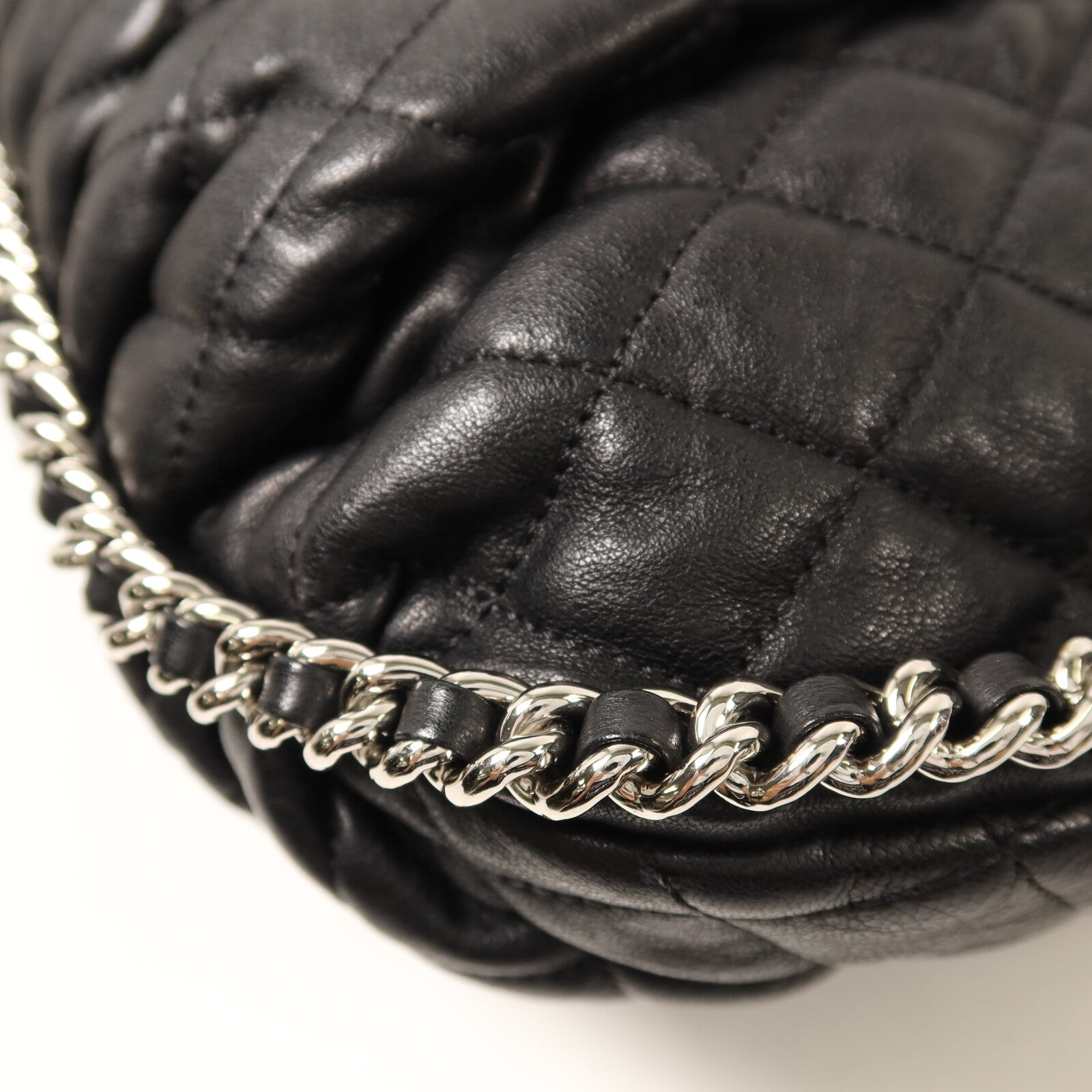 CHANEL 牛皮皮革Chain Shoulder銀扣鏈帶肩背袋