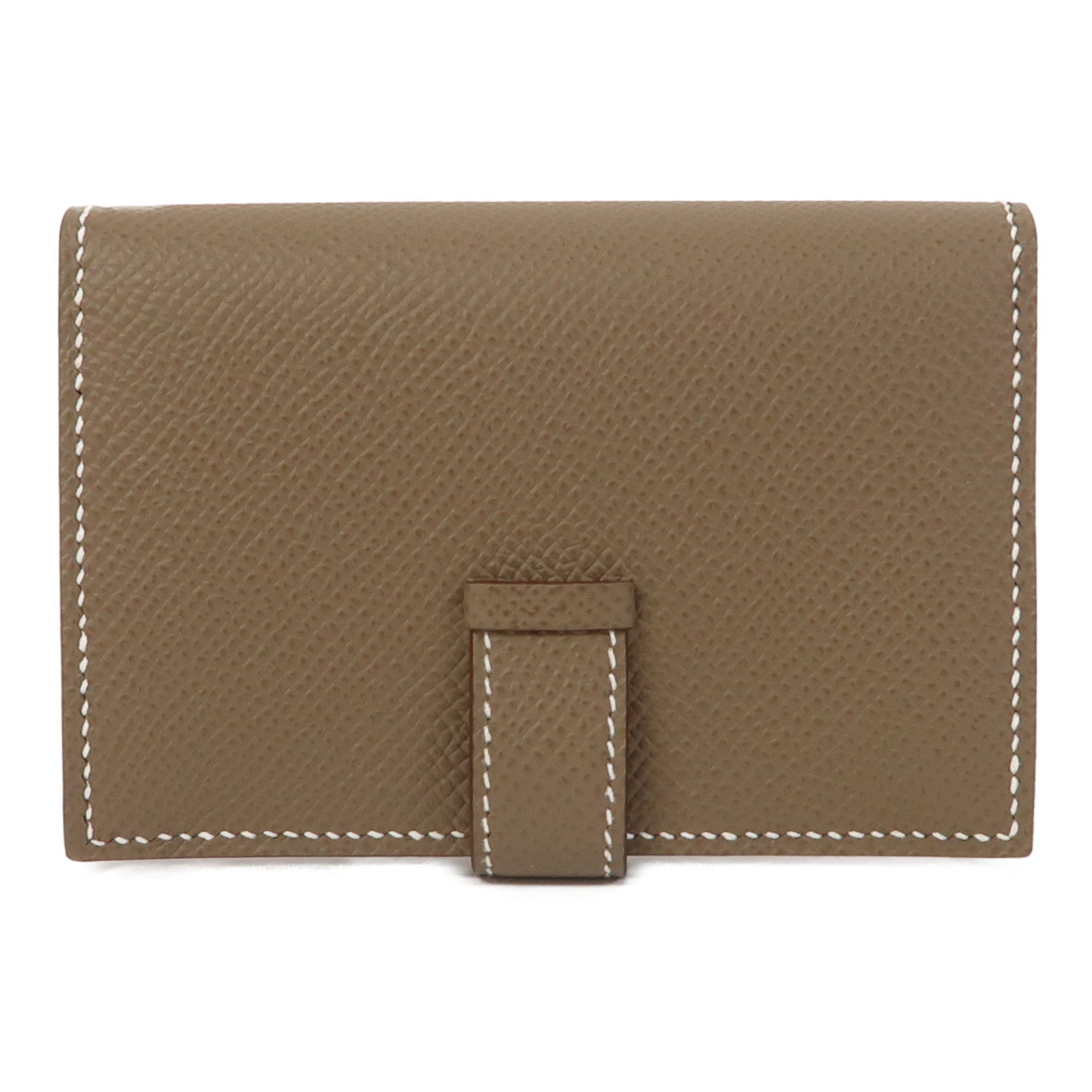HERMES Epsom皮革Bearn Mini Wallet金扣錢包大象灰色
