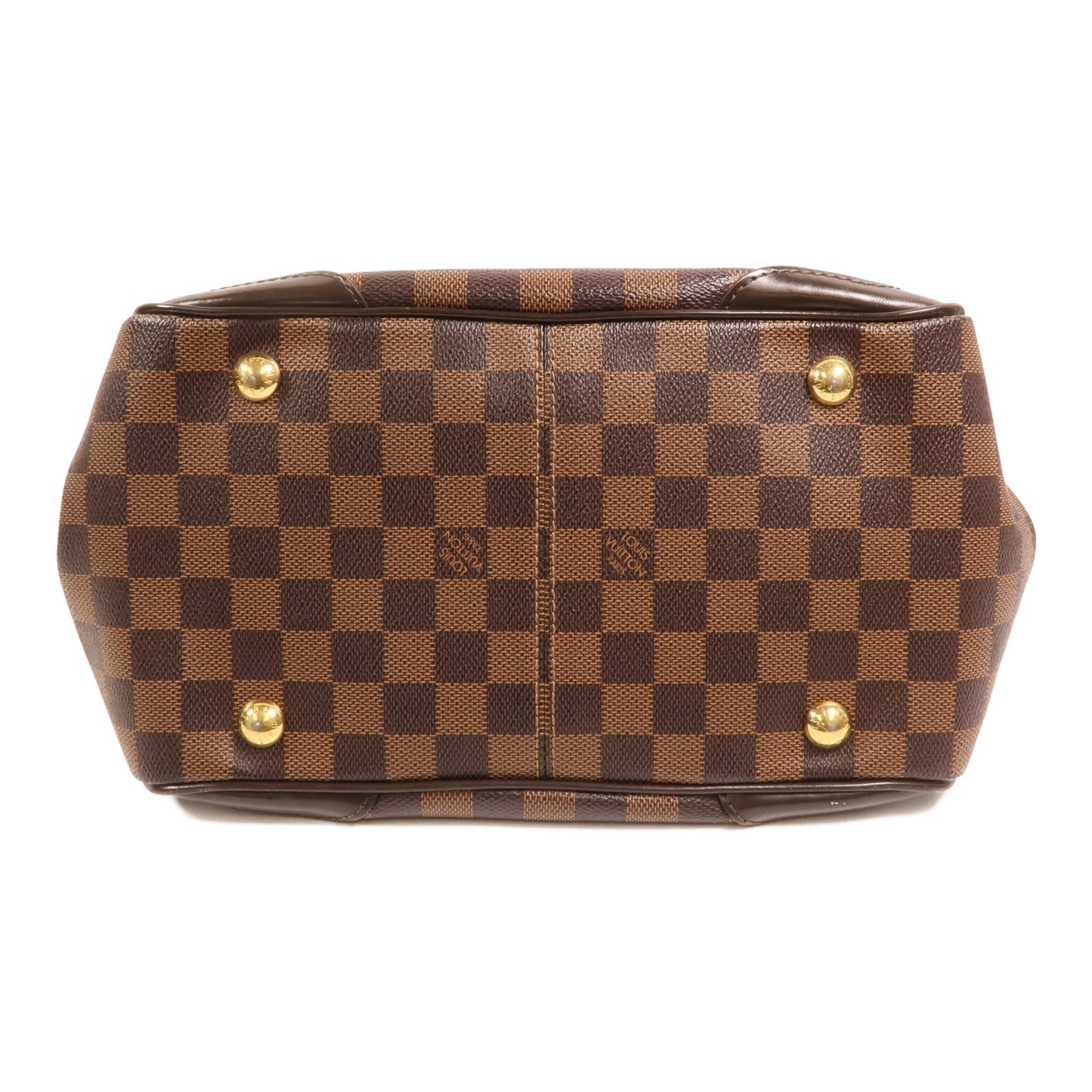 LOUIS VUITTON Damier Verona PM金扣肩背袋棕色