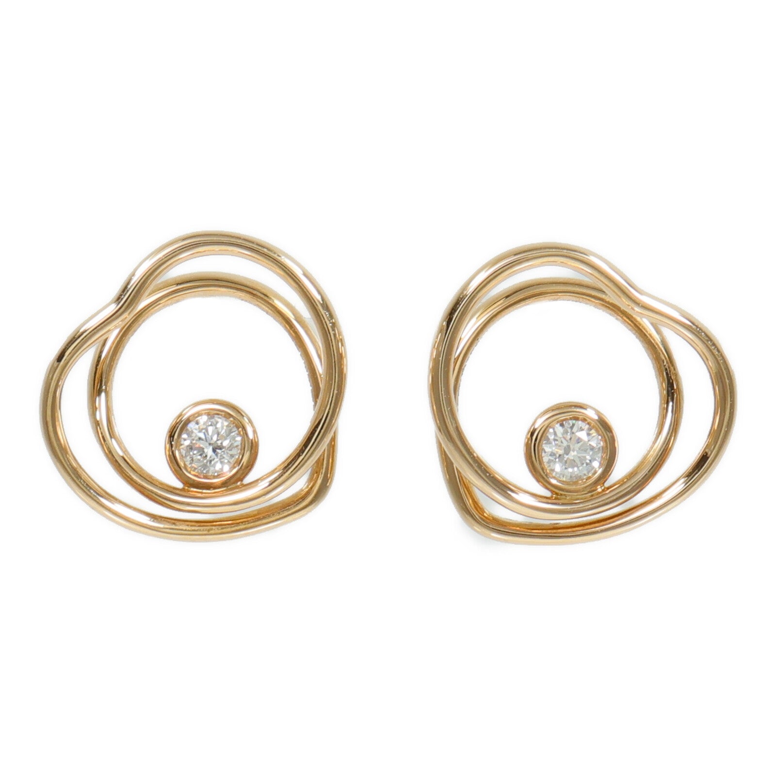 HERMES 18K玫瑰金Vertige Coeur Earrings Very Small鑽石耳環