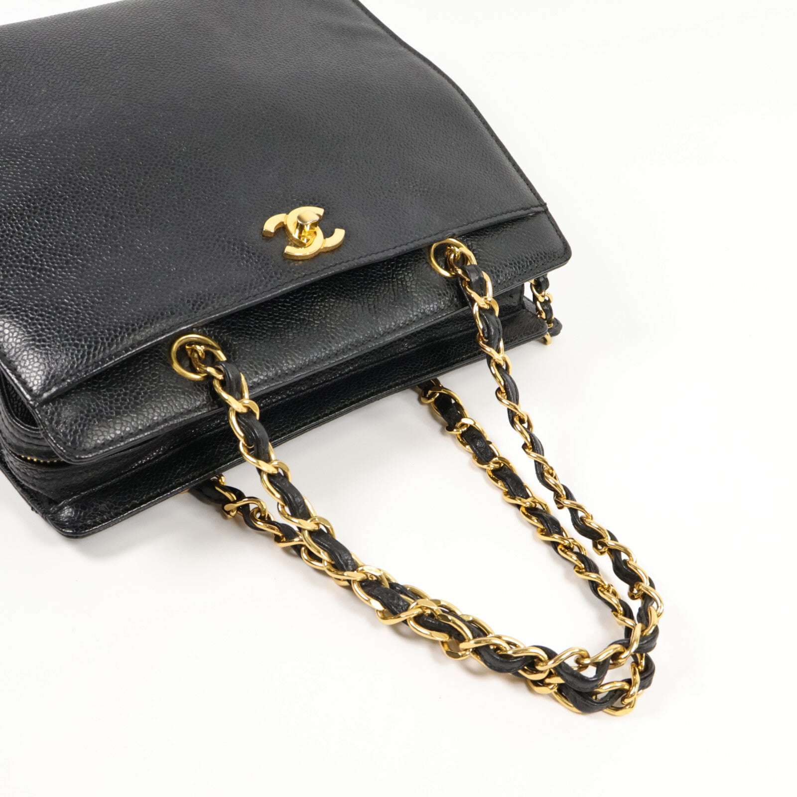 CHANEL 牛皮皮革Vintage Shoulder Bag鏈帶手挽袋