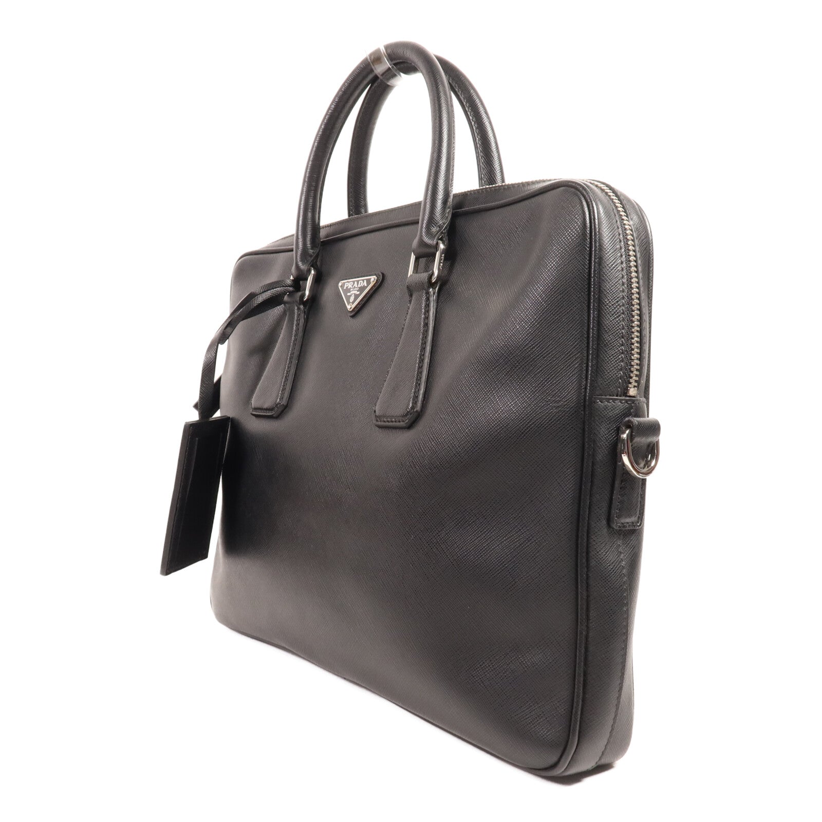 PRADA 牛皮皮革Work Bag銀扣公事包