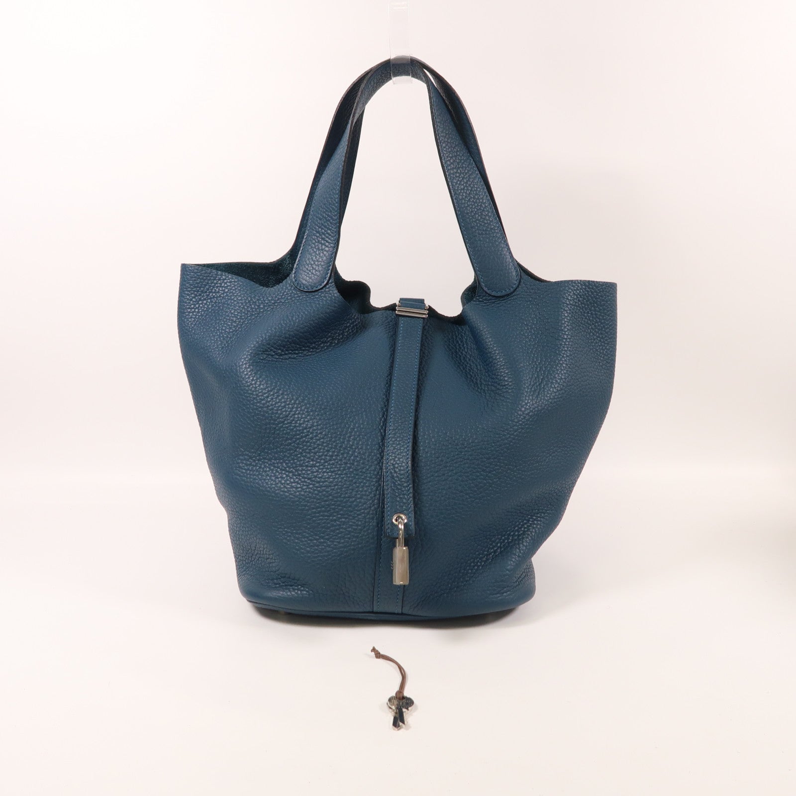 HERMES Clemence皮革Picotin GM銀扣手挽袋Colvert