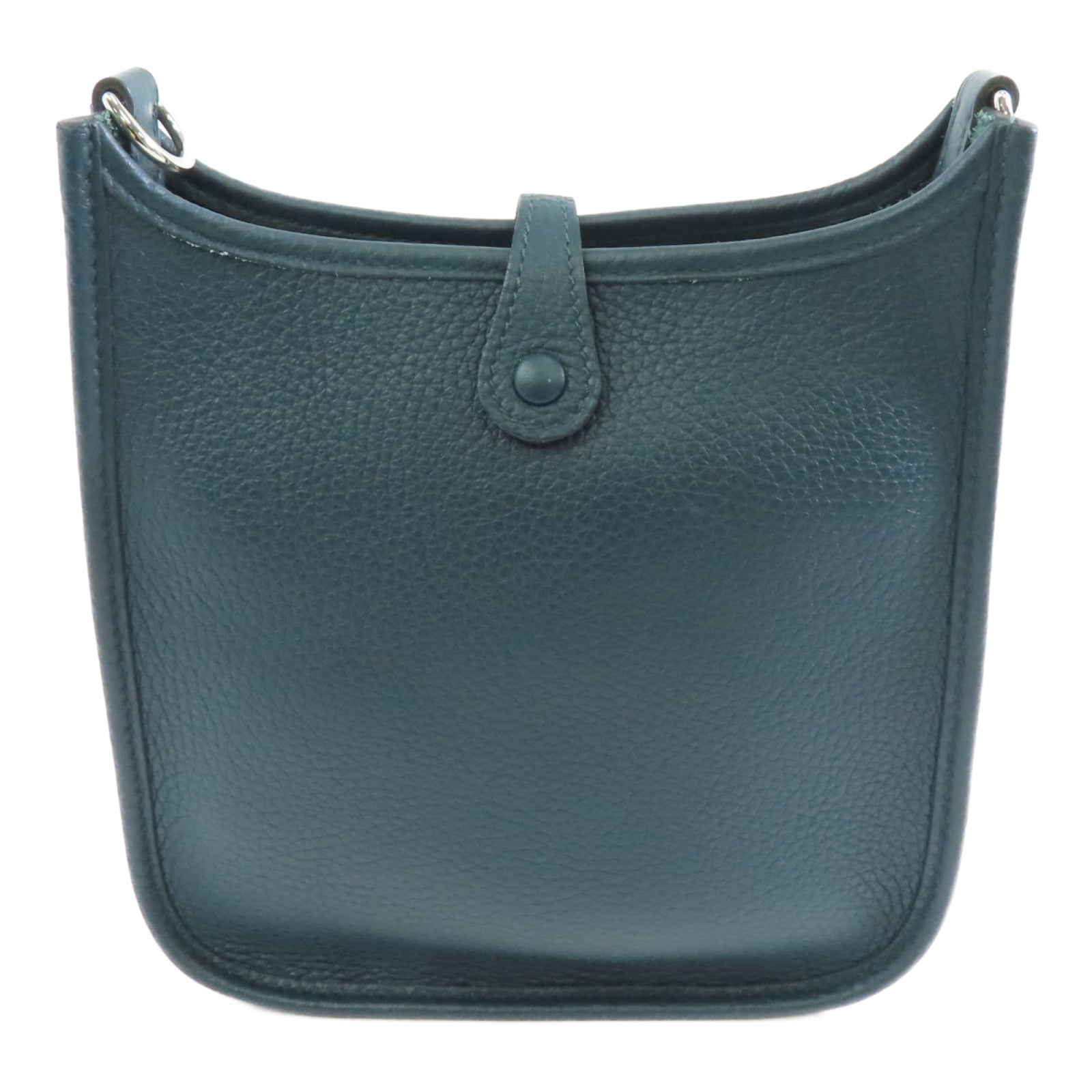 HERMES Clemence皮革Evelyne TPM銀扣肩背袋深綠色