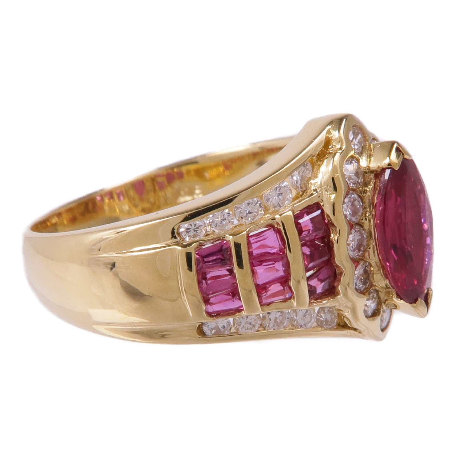 JEWELRY 18K黃金Ruby Diamond Ring紅寶石/鑽石戒指US#6.5