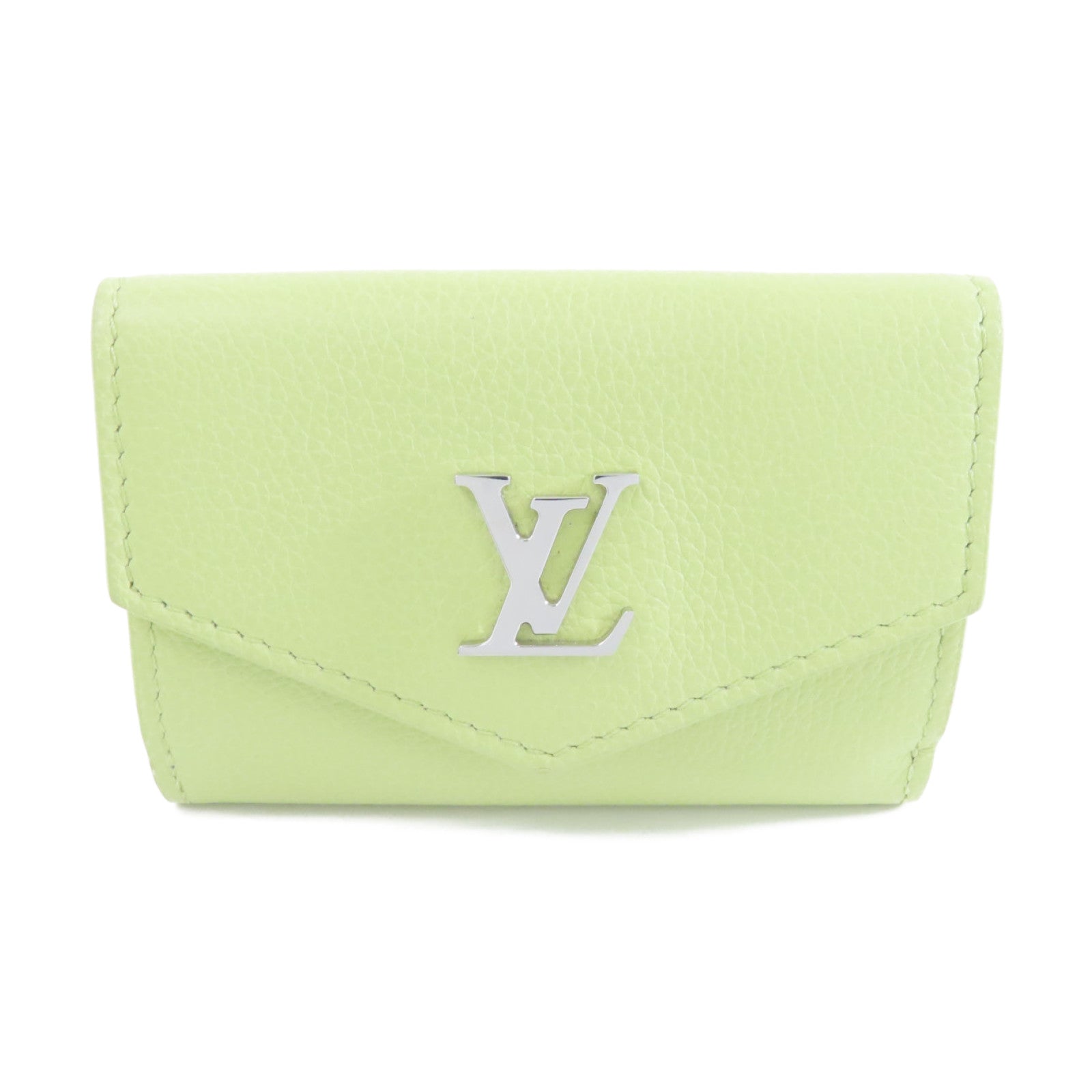 LOUIS VUITTON 牛皮皮革Lockmini Wallet銀扣錢包綠色