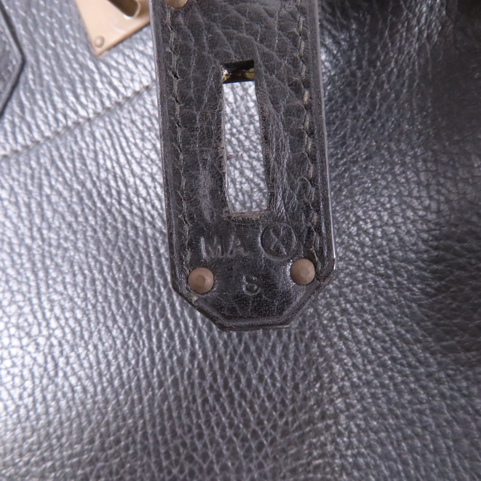 HERMES Ardennes皮革Haut A Courroie金扣手挽袋Noir/黑色
