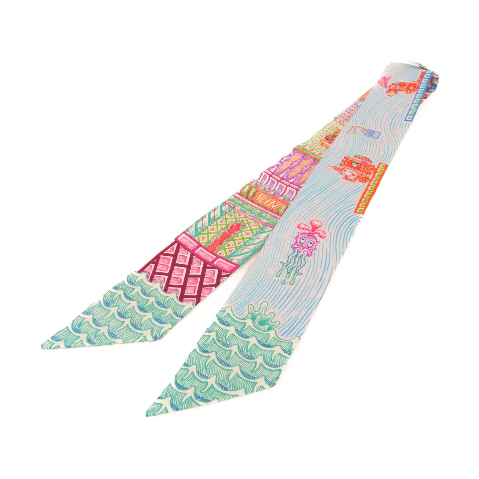 HERMES 【激減優惠】絲質Twilly絲巾藍色/紫色/彩色