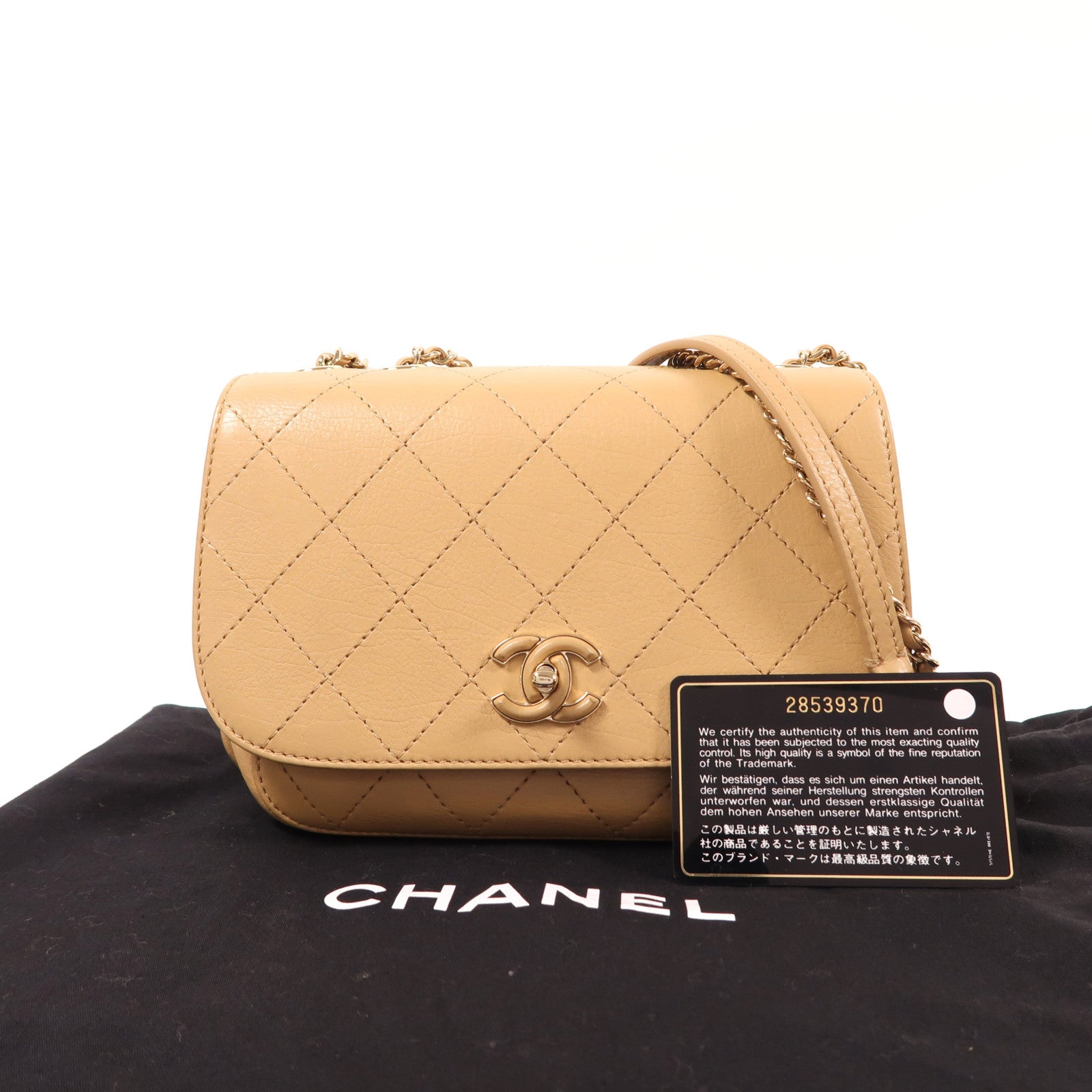 CHANEL 牛皮皮革Shoulder Bag金扣鏈帶肩背袋