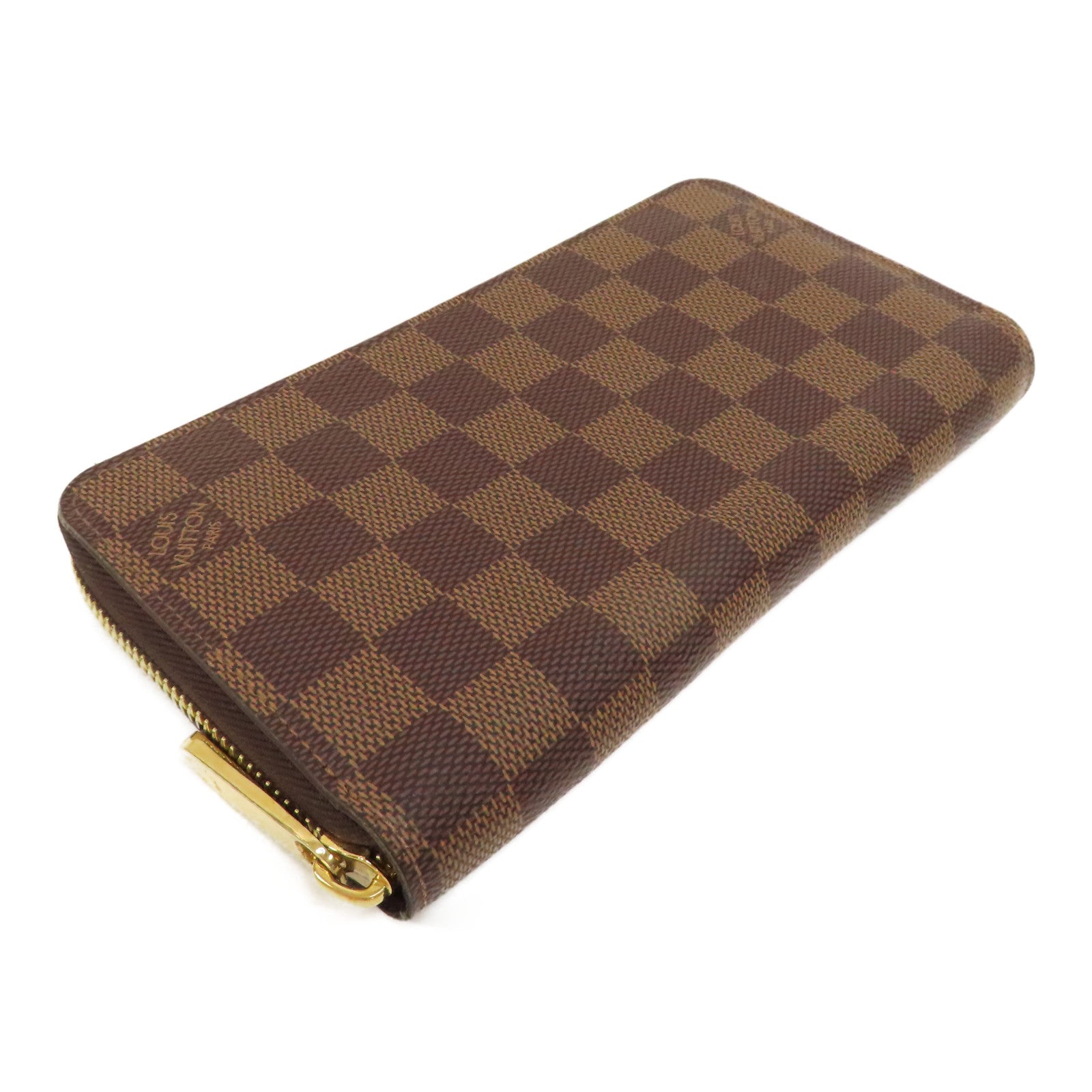 LOUIS VUITTON Damier Zipper Wallet金扣長錢包啡色