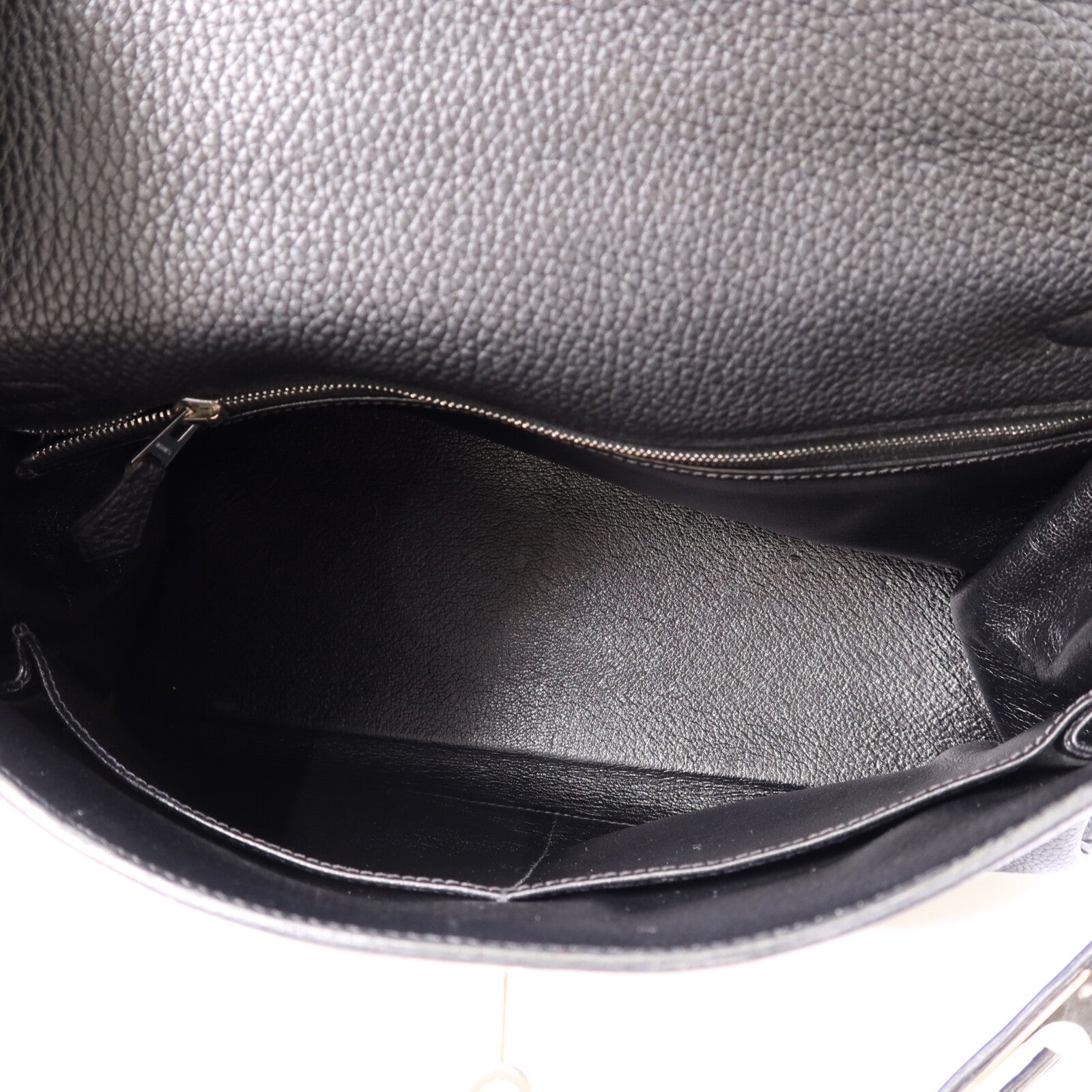 HERMES Clemence皮革Kelly 32銀扣手挽肩背兩用袋Noir