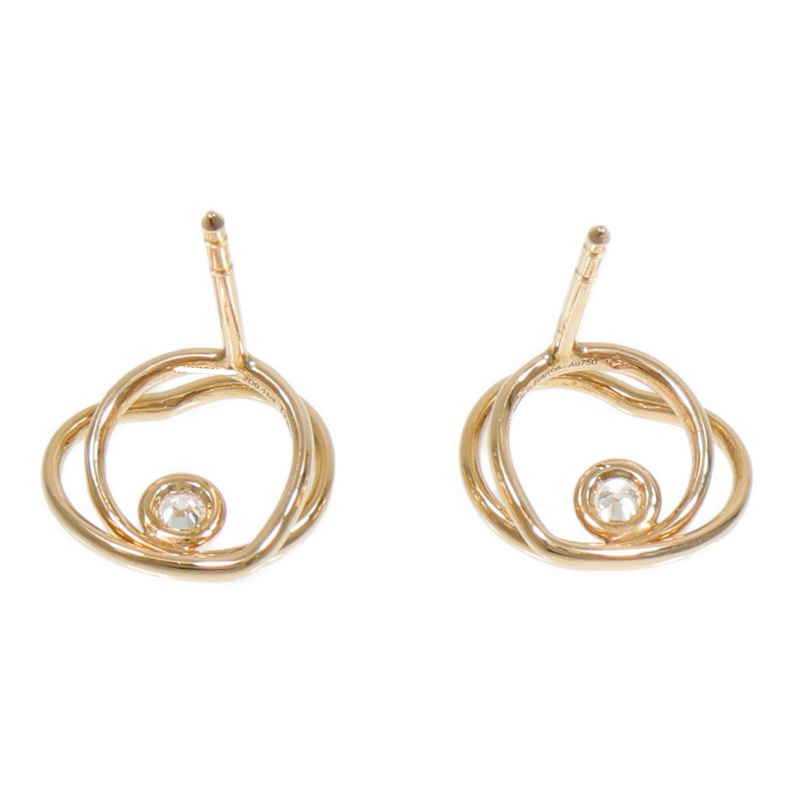 HERMES 18K玫瑰金Vertige Coeur Earrings Very Small鑽石耳環