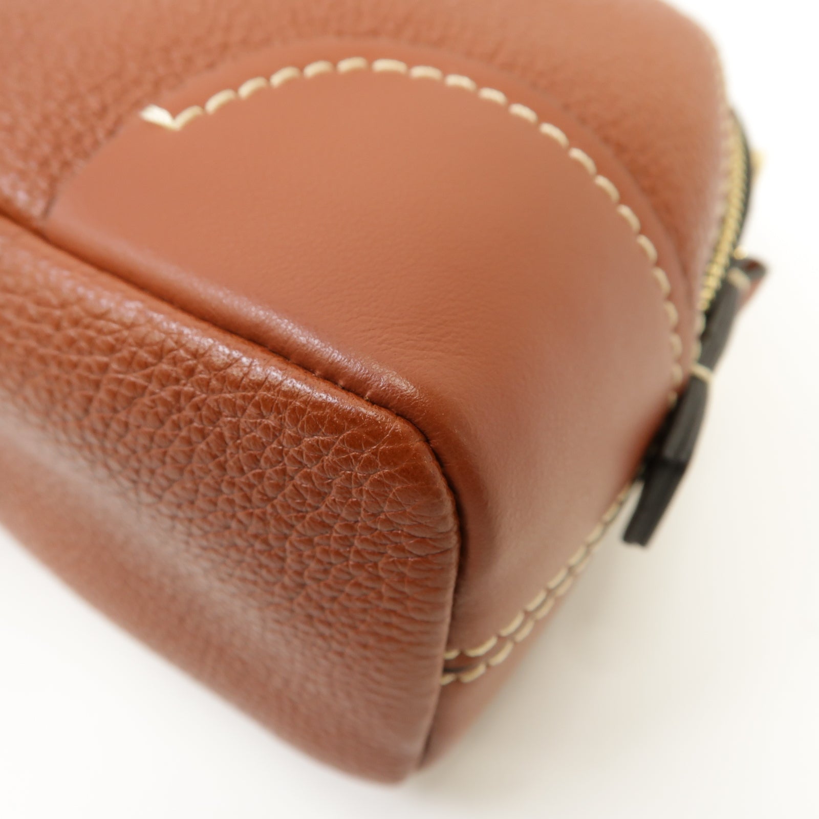 Chloe 牛皮皮革Mini Davia金扣手挽肩背兩用袋棕色