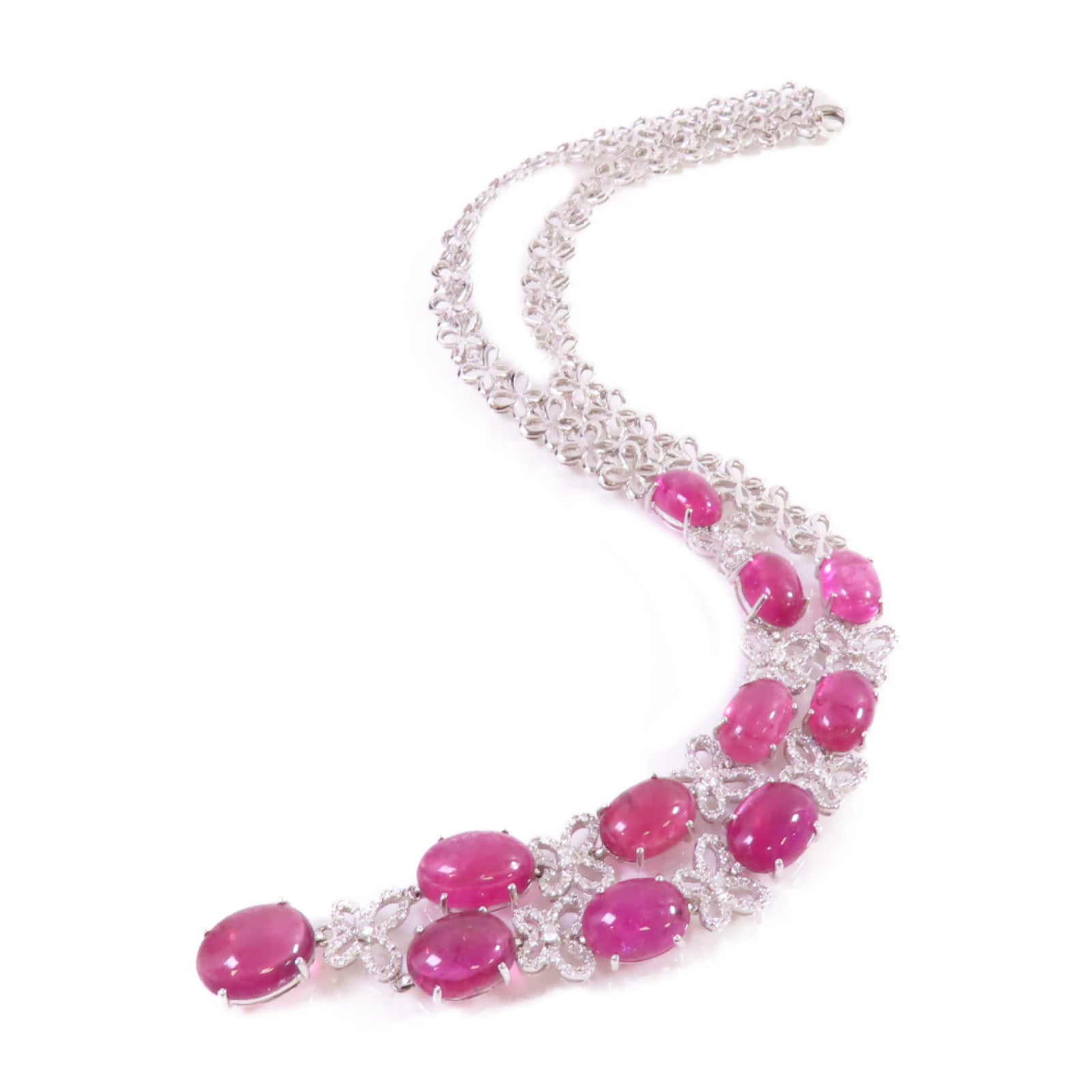 Jewelry SHW Tourmaline Diamond Necklace 18K White Gold