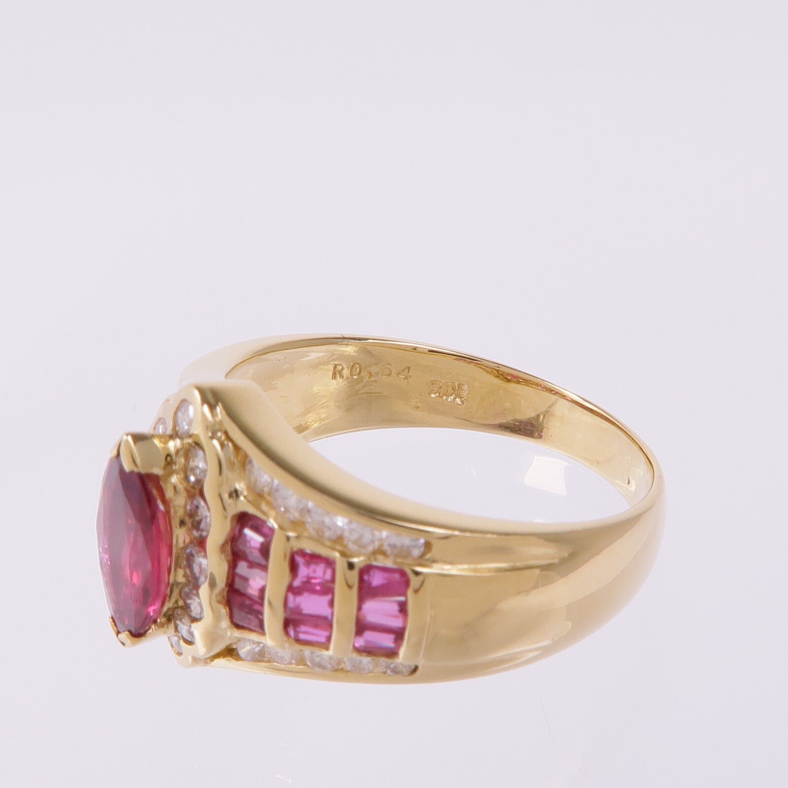 JEWELRY 18K黃金Ruby Diamond Ring紅寶石/鑽石戒指US#6.5