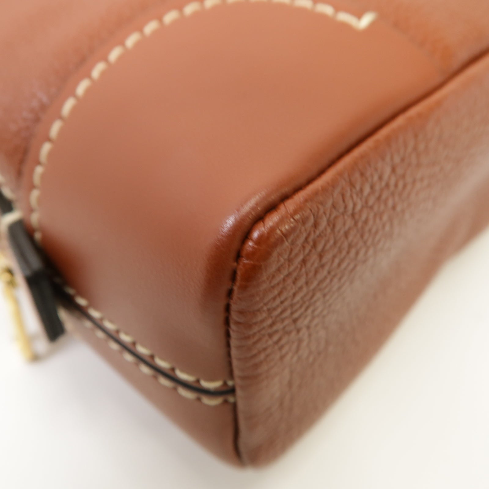 Chloe 牛皮皮革Mini Davia金扣手挽肩背兩用袋棕色