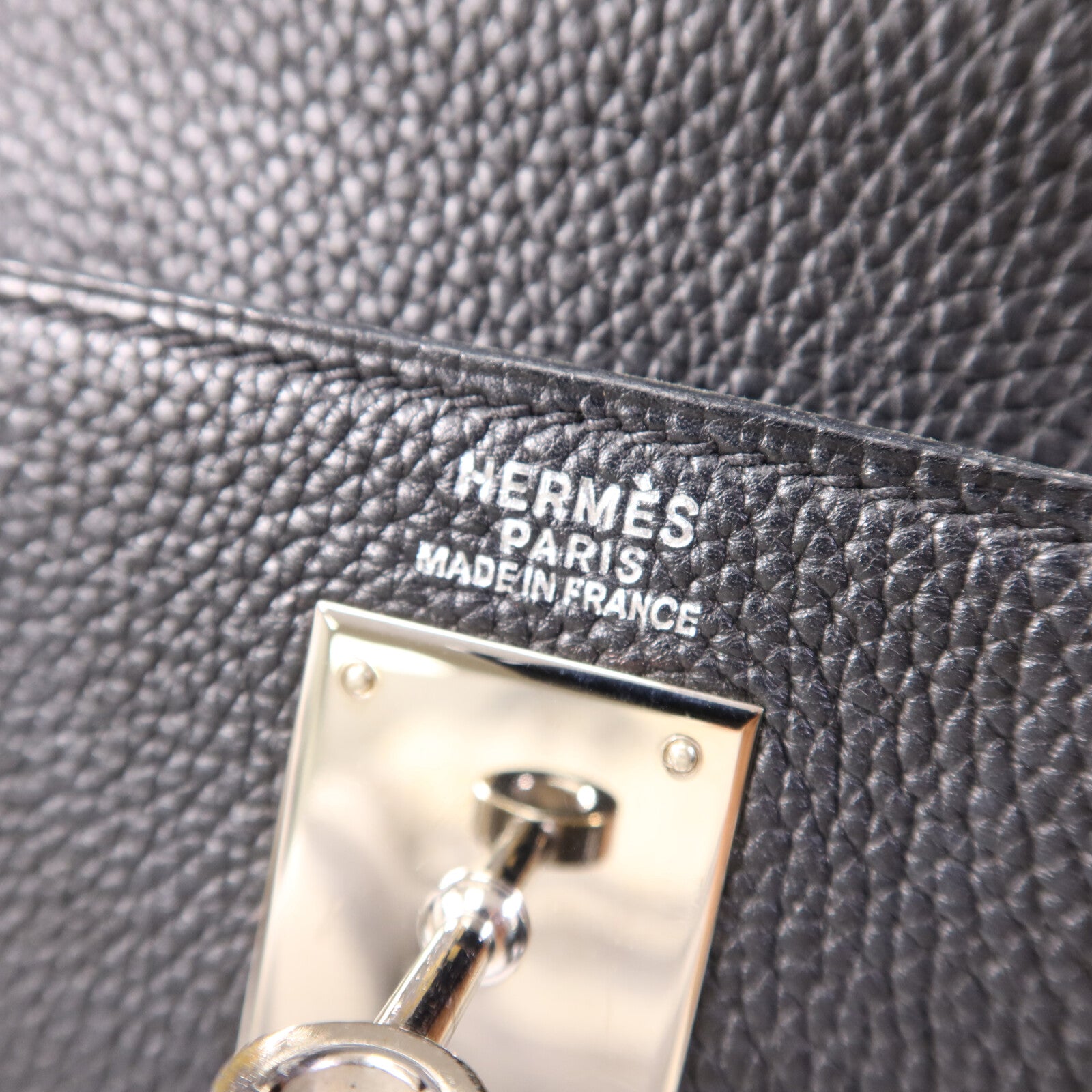 HERMES Clemence皮革Kelly 32銀扣手挽肩背兩用袋Noir