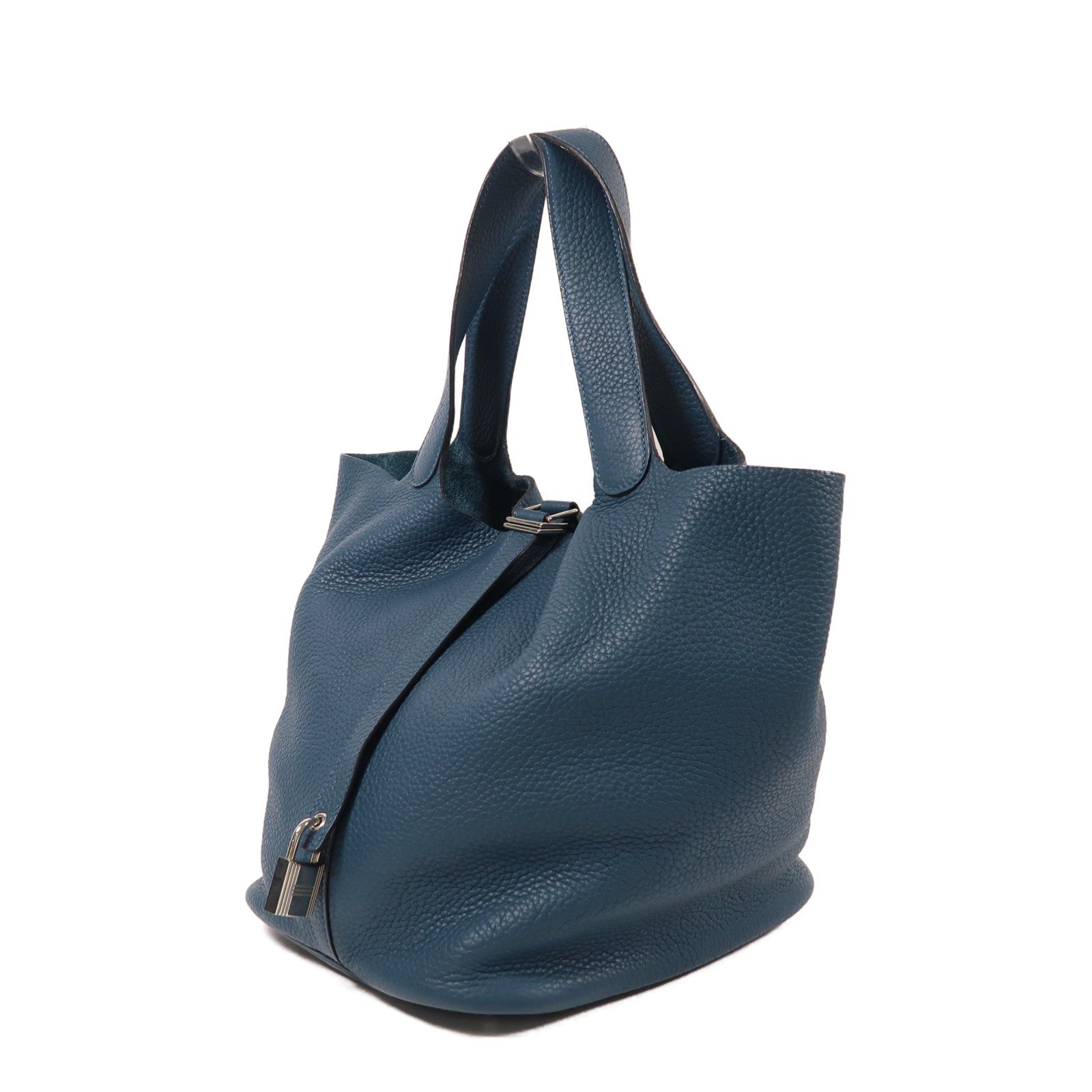 HERMES Clemence皮革Picotin GM銀扣手挽袋Colvert