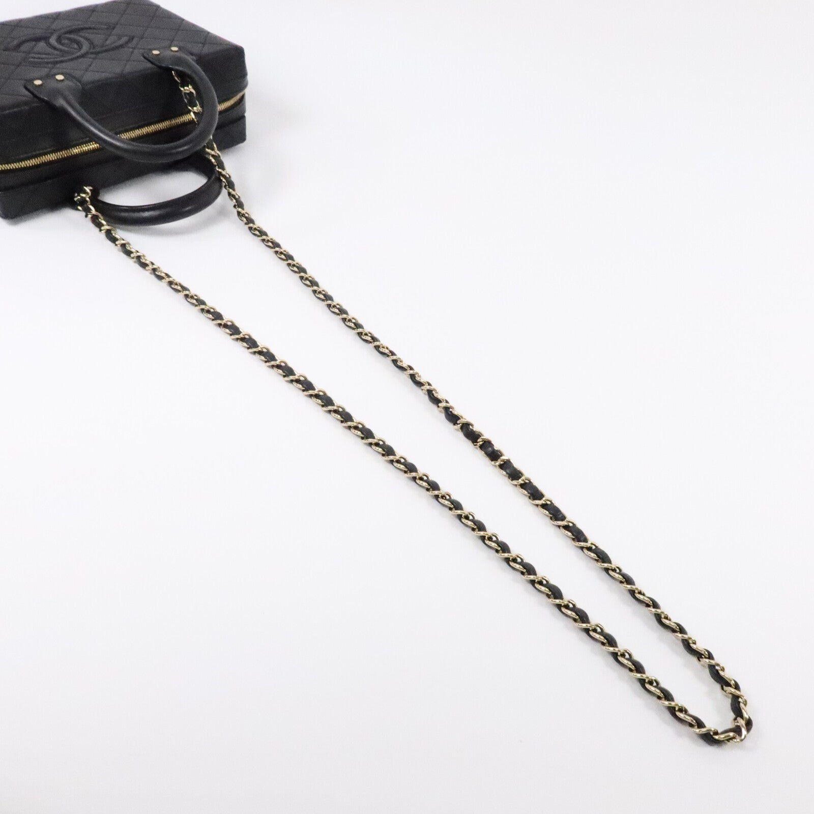 CHANEL 牛皮皮革Vanity Case鏈帶肩背袋
