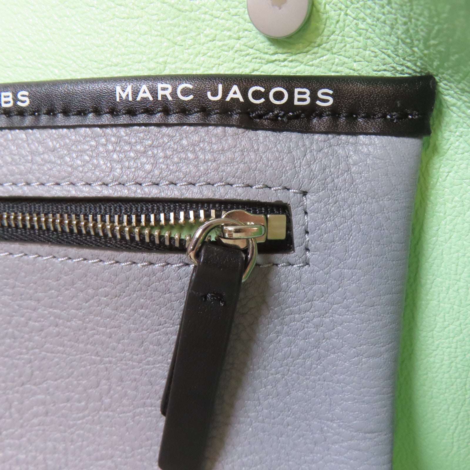 MARC JACOBS 牛皮皮革Tote Bag銀扣手挽肩背兩用袋灰色