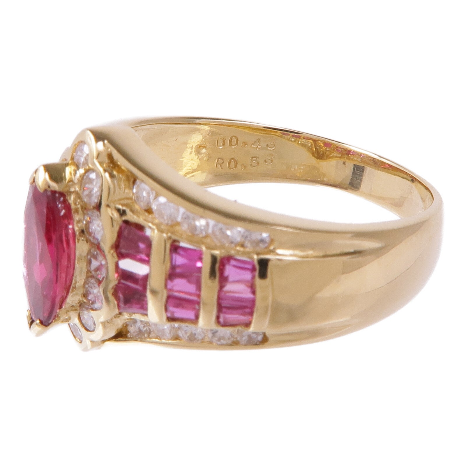 JEWELRY 18K黃金Ruby Diamond Ring紅寶石/鑽石戒指US#6.5
