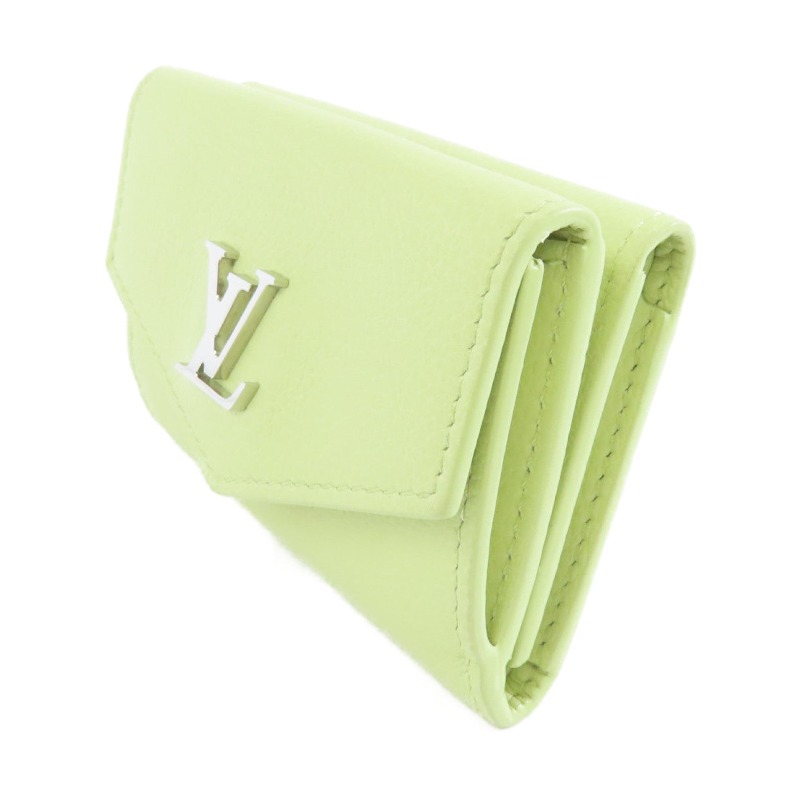 LOUIS VUITTON 牛皮皮革Lockmini Wallet銀扣錢包綠色