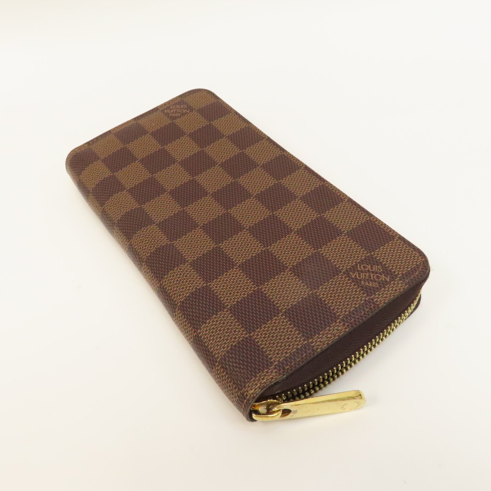 LOUIS VUITTON Damier Zipper Wallet金扣長錢包啡色