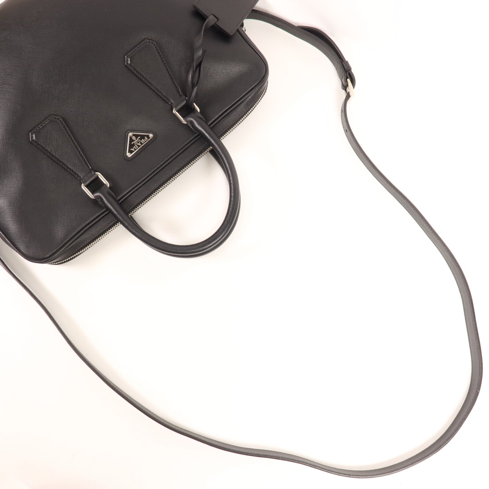 PRADA 牛皮皮革Work Bag銀扣公事包