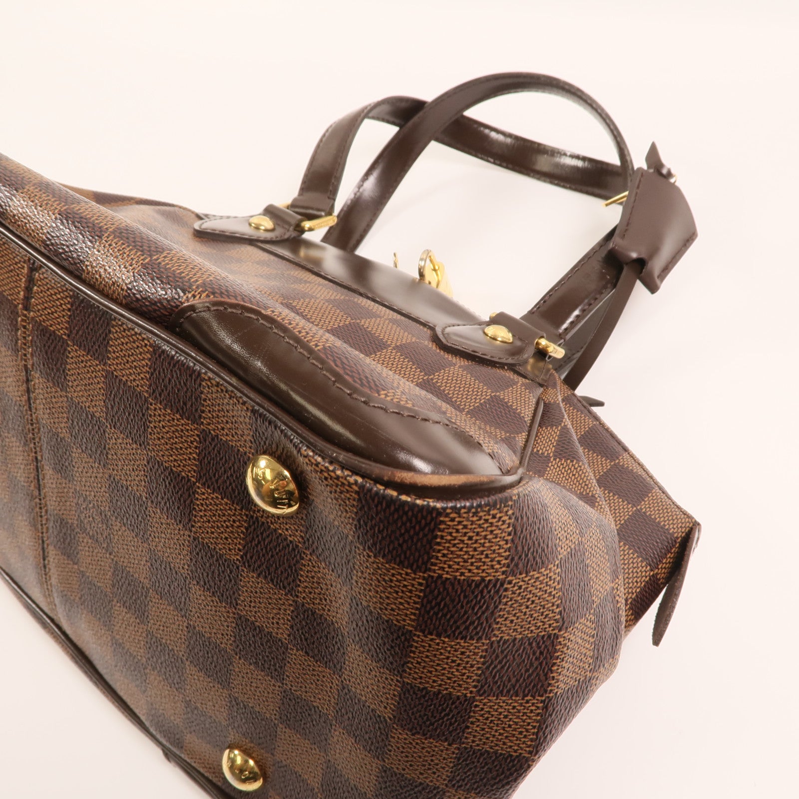 LOUIS VUITTON Damier Verona PM金扣肩背袋棕色