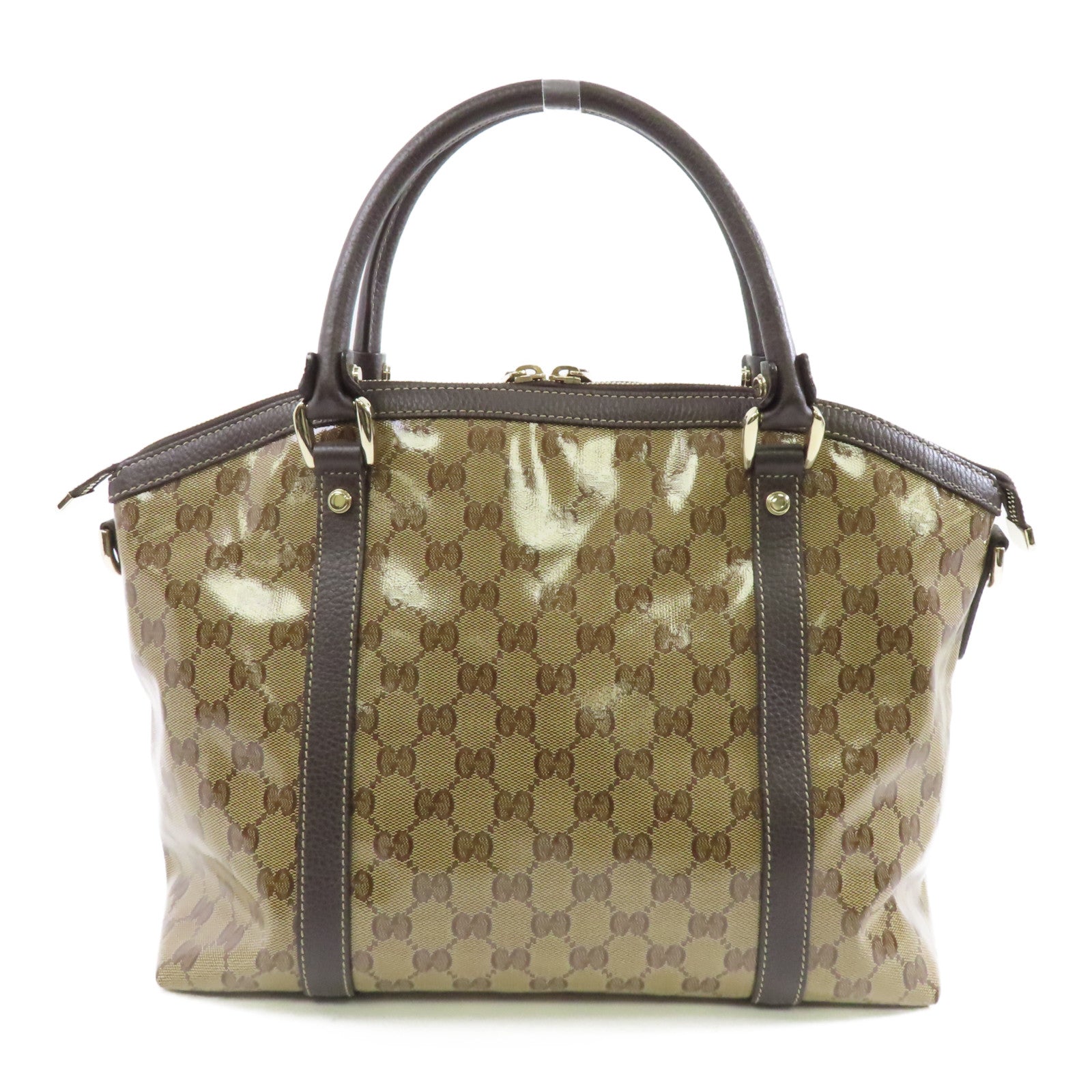 GUCCI PVC Handbag/Shoulder Bag金扣手挽袋/啡色肩背袋