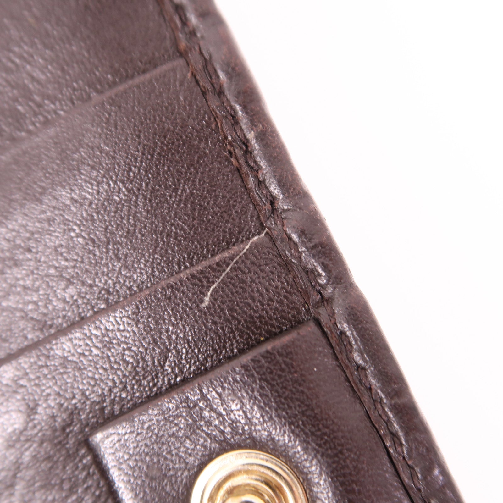 GUCCI GHW Long Wallet Calfskin Leather Brown