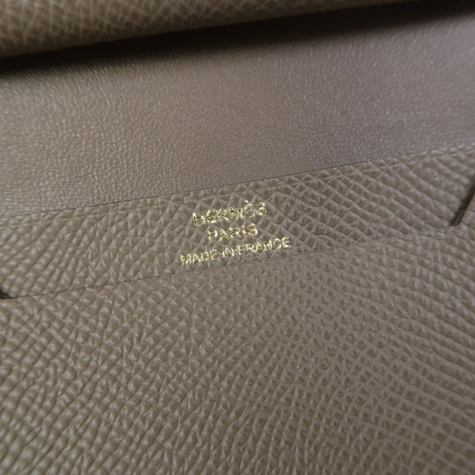 HERMES Epsom皮革Bearn Mini Wallet金扣錢包大象灰色