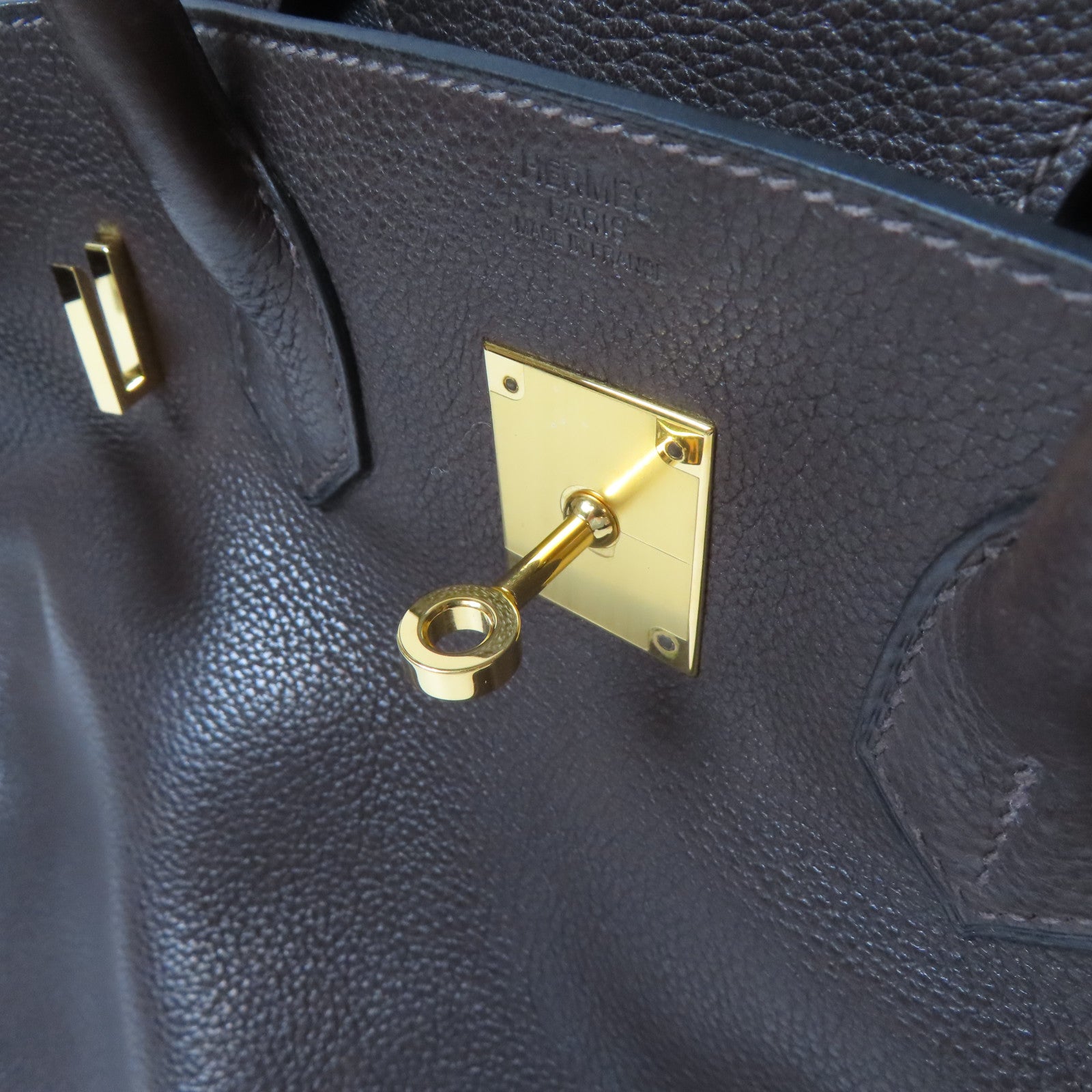 HERMES Clemence皮革Birkin30金扣手挽袋Chocolate啡色
