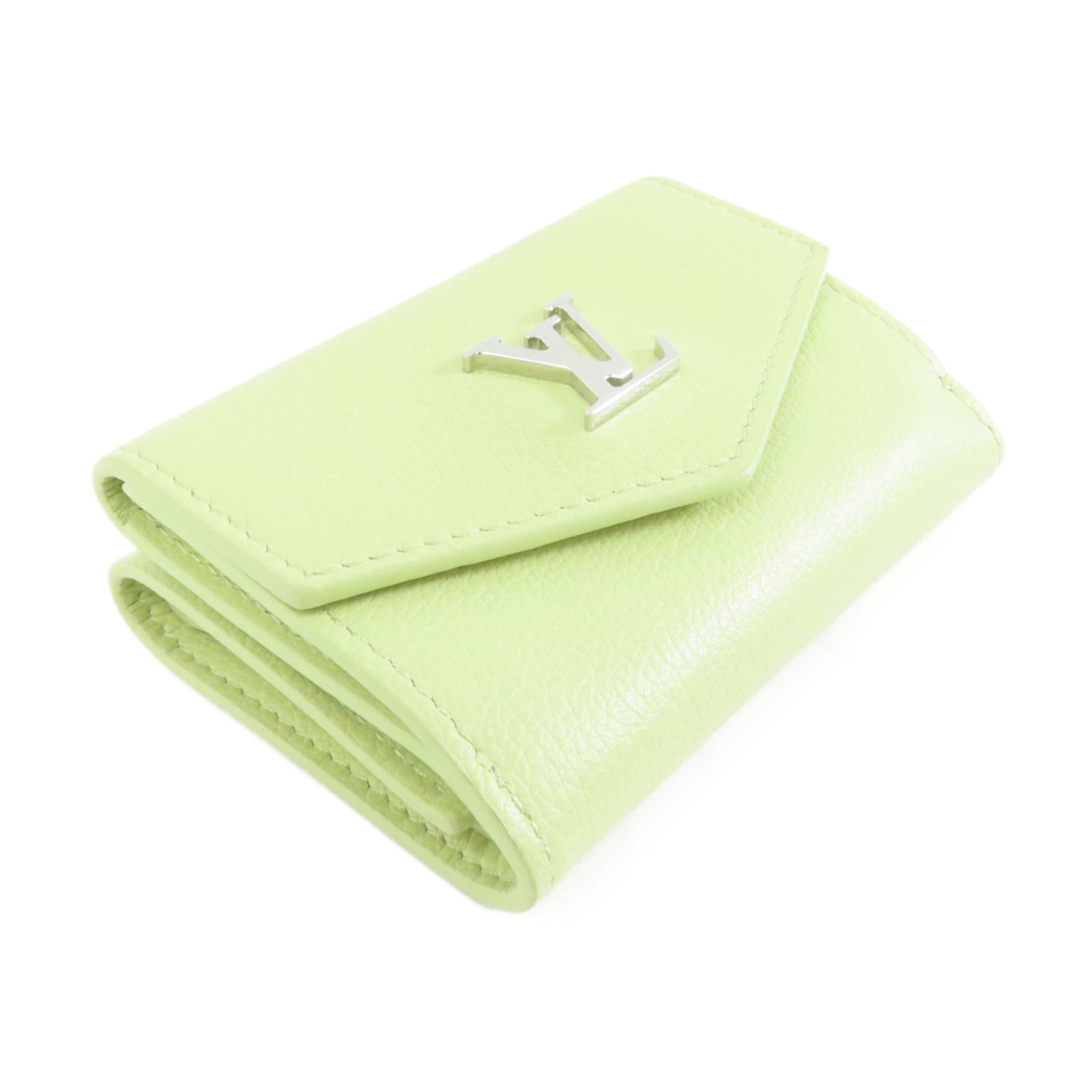 LOUIS VUITTON 牛皮皮革Lockmini Wallet銀扣錢包綠色