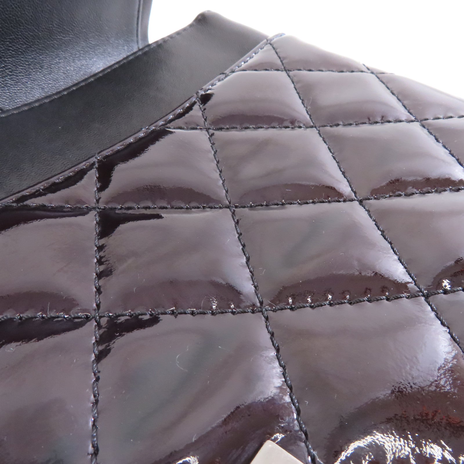 CHANEL 菱格漆皮皮革2.55 Chain Shoulder銀扣鏈帶肩背袋黑色