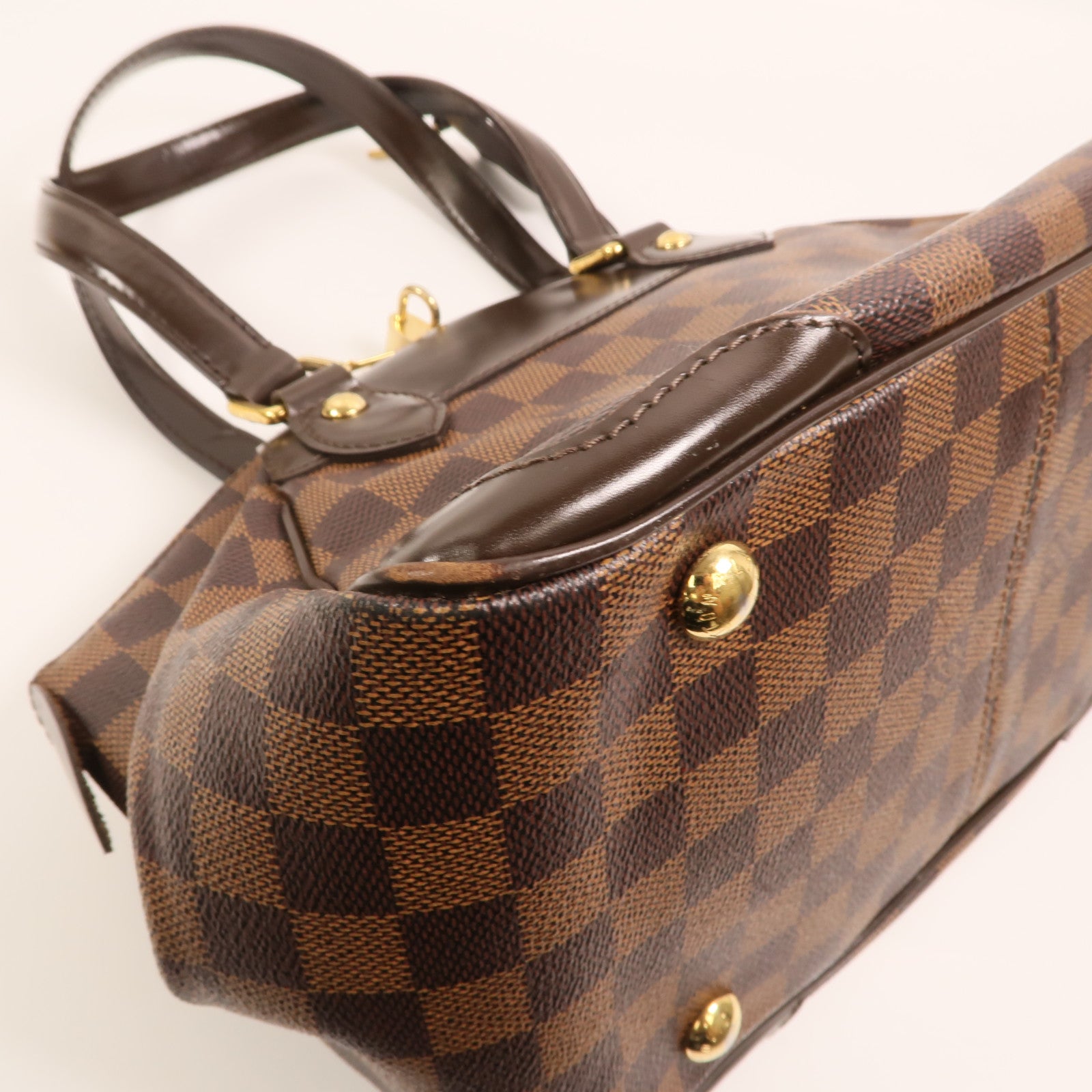 LOUIS VUITTON Damier Verona PM金扣肩背袋棕色
