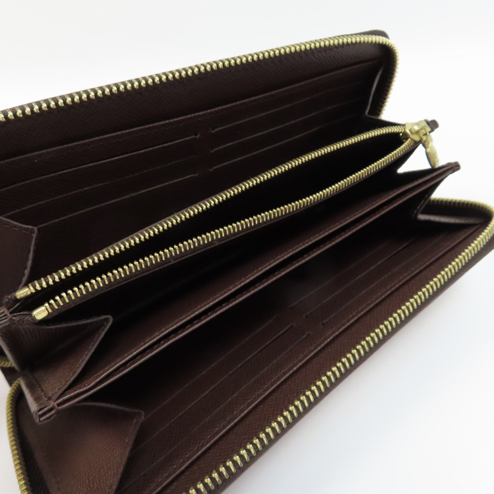 LOUIS VUITTON Damier Zipper Wallet金扣長錢包啡色