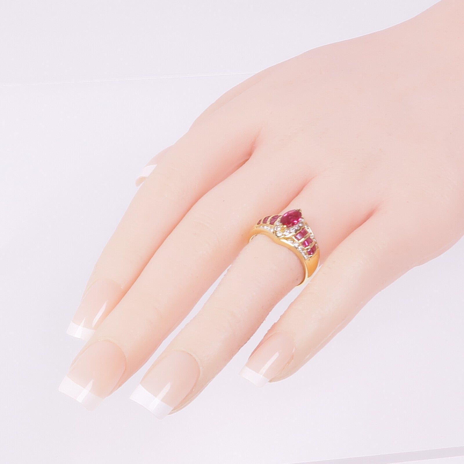 JEWELRY 18K黃金Ruby Diamond Ring紅寶石/鑽石戒指US#6.5