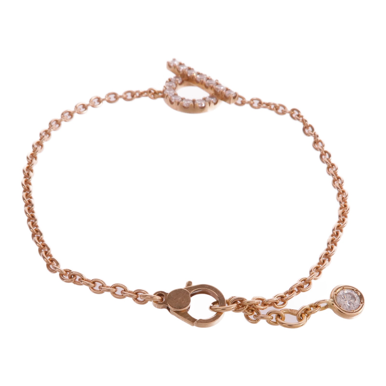 HERMES 18K玫瑰金Finesse Bracelet鑽石手鏈