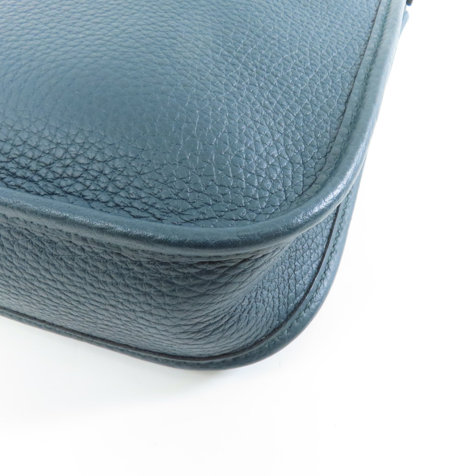 HERMES Clemence皮革Evelyne TPM銀扣肩背袋深綠色