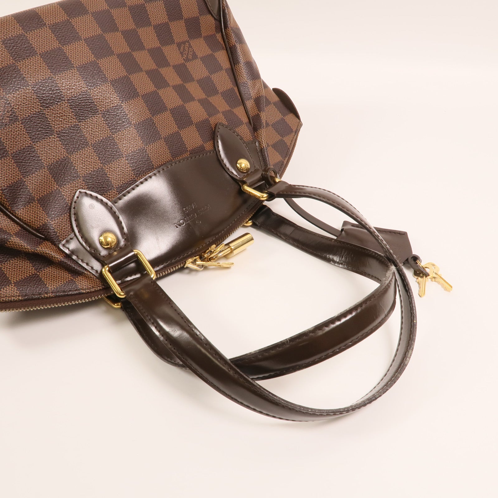 LOUIS VUITTON Damier Verona PM金扣肩背袋棕色