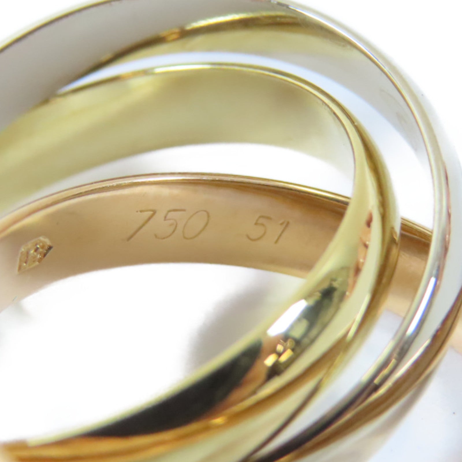 CARTIER 18K黃金/白金/玫瑰金Trinity Ring戒指Cartier#51/US#5.75