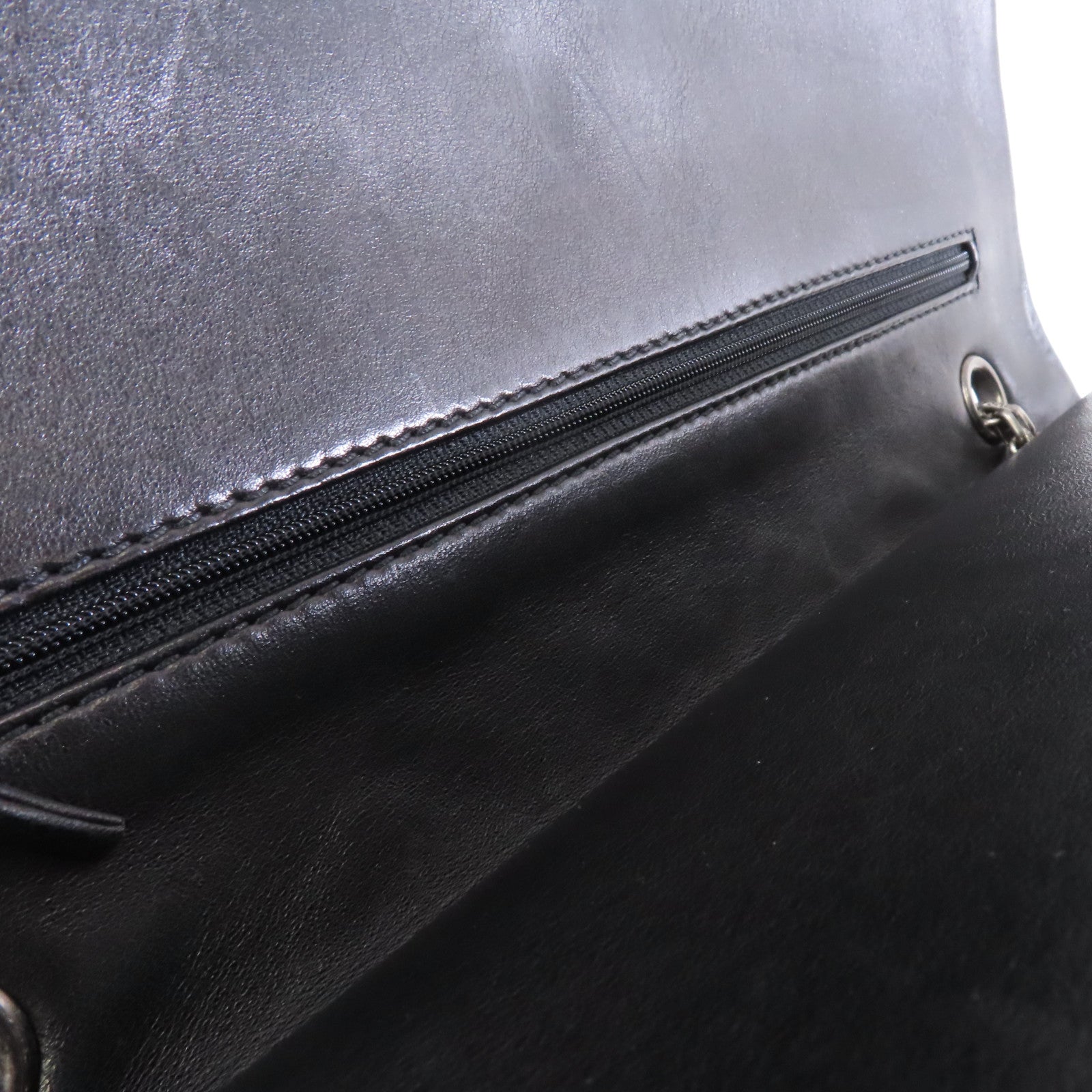 CHANEL 菱格漆皮皮革2.55 Chain Shoulder銀扣鏈帶肩背袋黑色