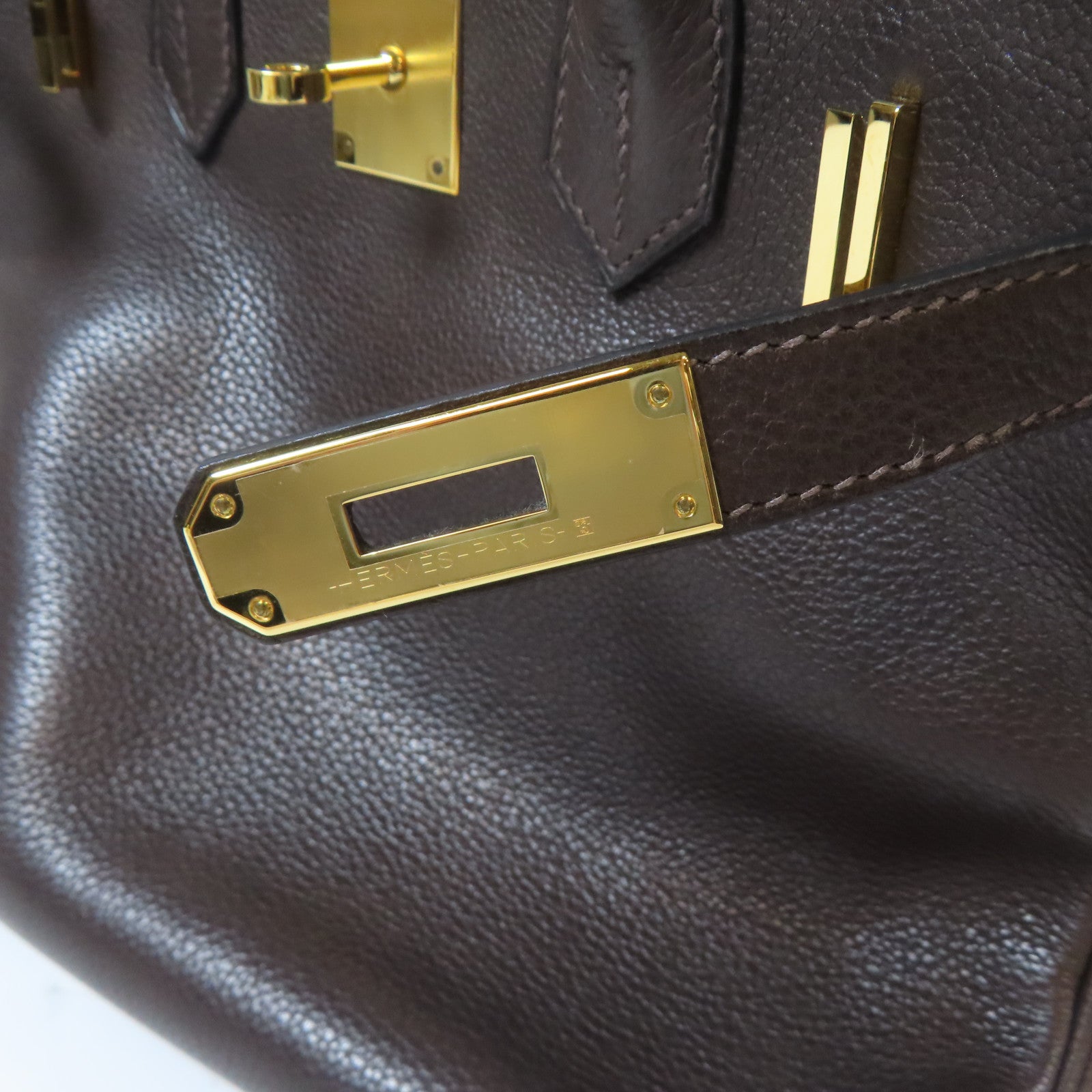HERMES Clemence皮革Birkin30金扣手挽袋Chocolate啡色