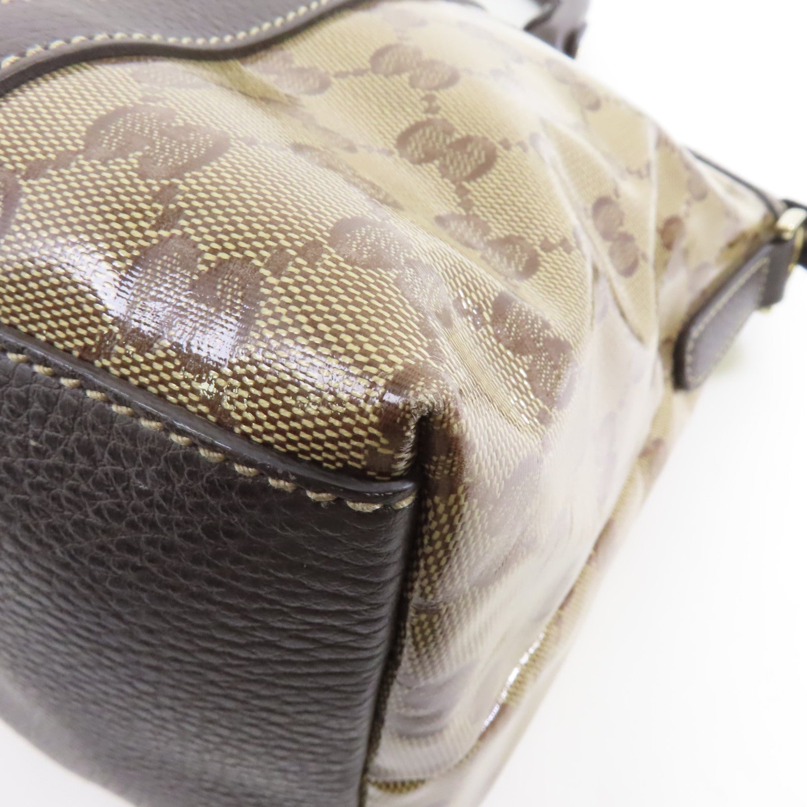 GUCCI PVC Handbag/Shoulder Bag金扣手挽袋/啡色肩背袋
