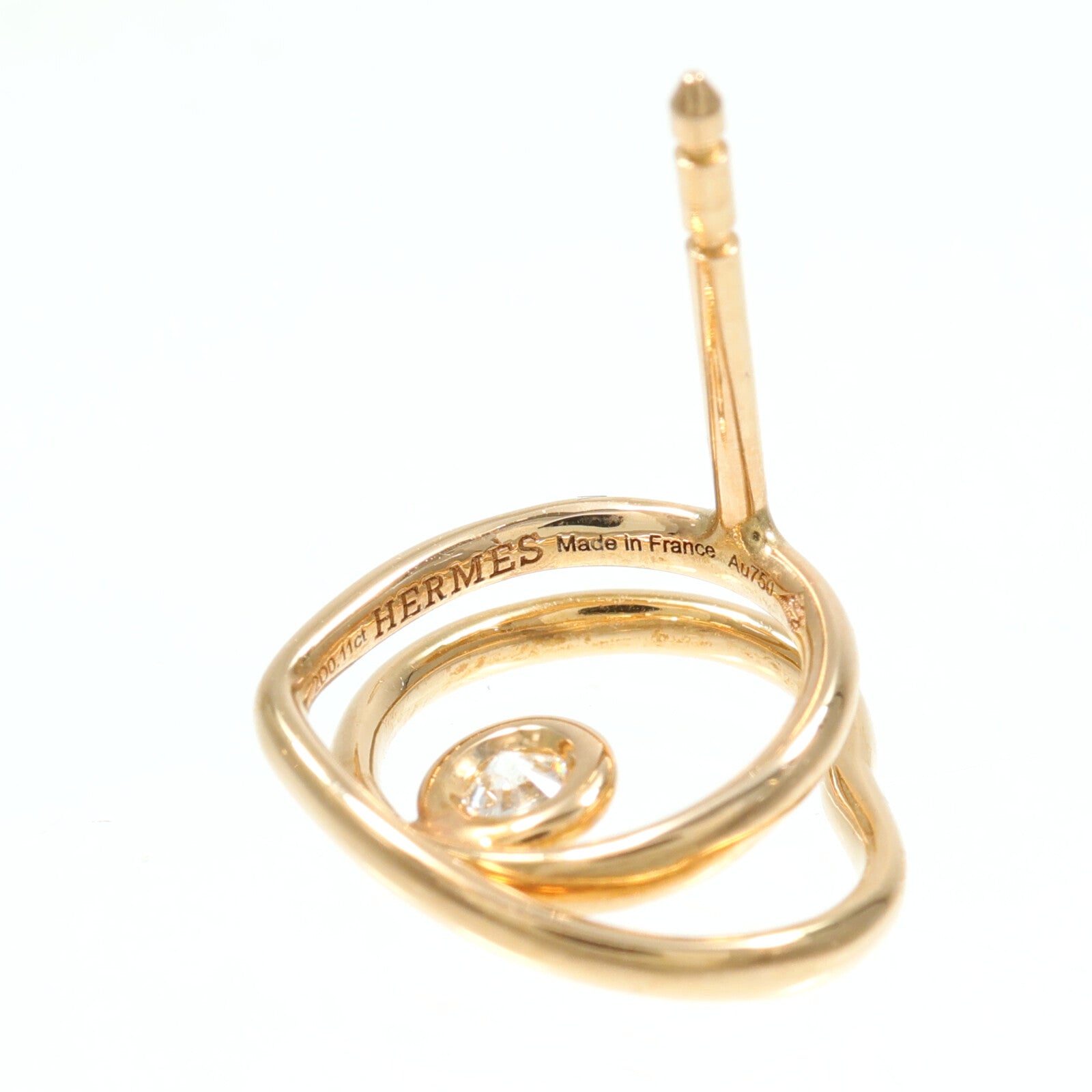 HERMES 18K玫瑰金Vertige Coeur Earrings Very Small鑽石耳環