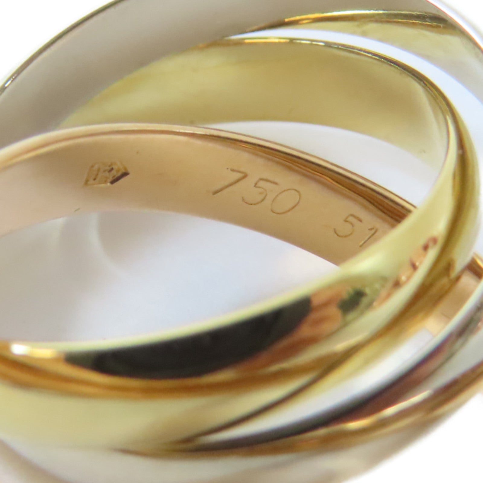 CARTIER 18K黃金/白金/玫瑰金Trinity Ring戒指Cartier#51/US#5.75